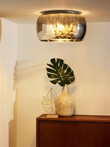 Lucide Pearl loftlampe Ø40cm 5 x G9 røgfarvet glas